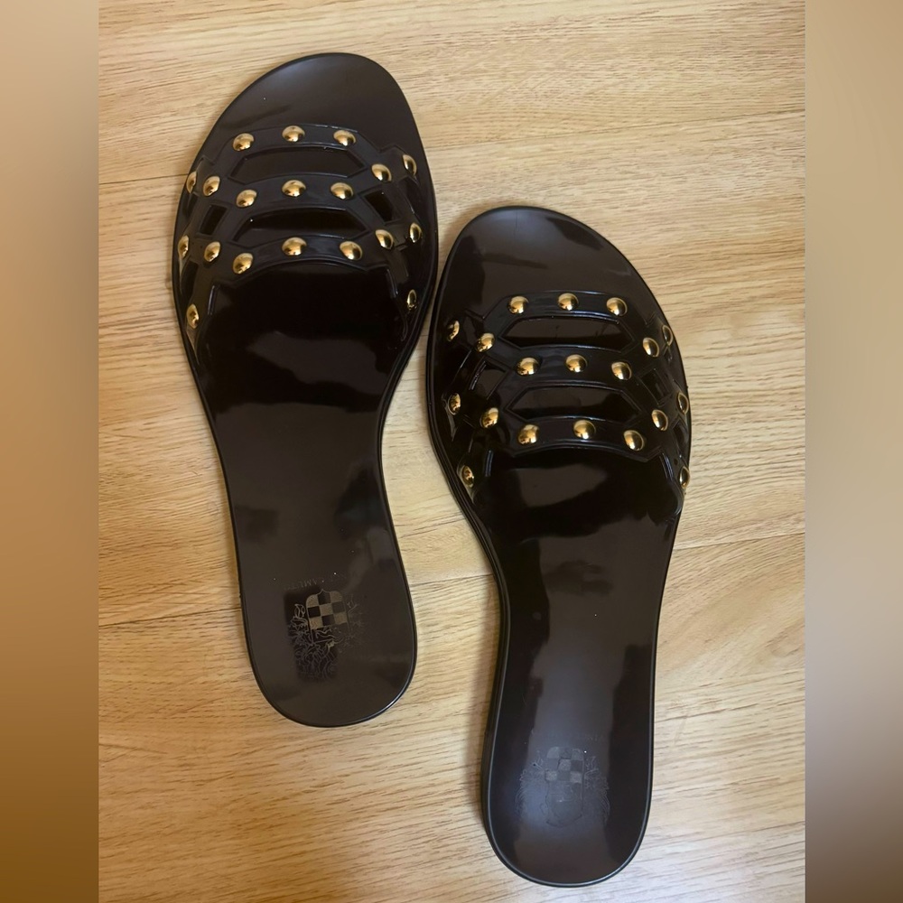Vinc Camuto Black Studded Jelly Sandals